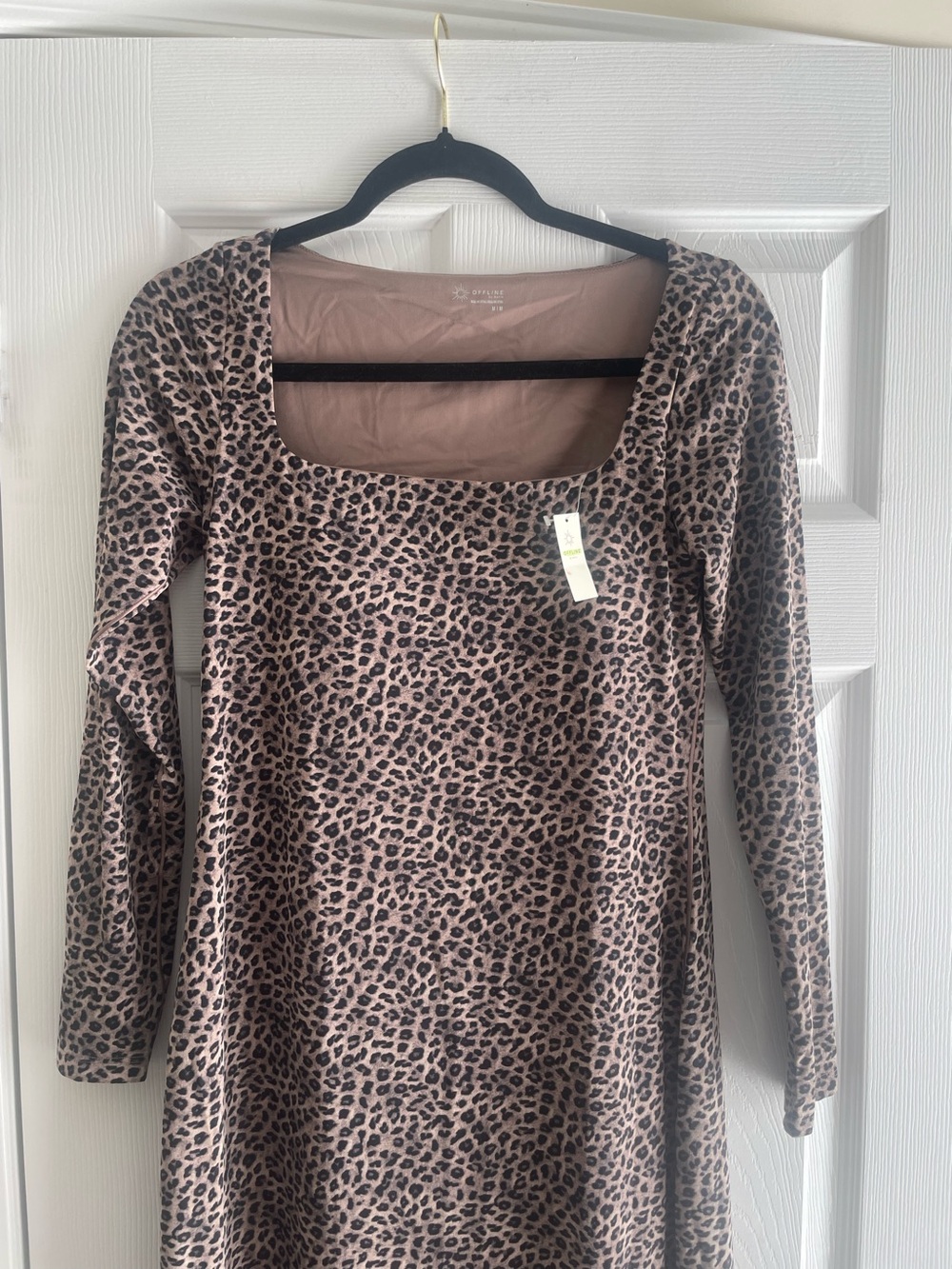 BNWT AERIE OFFLINE Leopard Print Square Neck Dress - Taupe